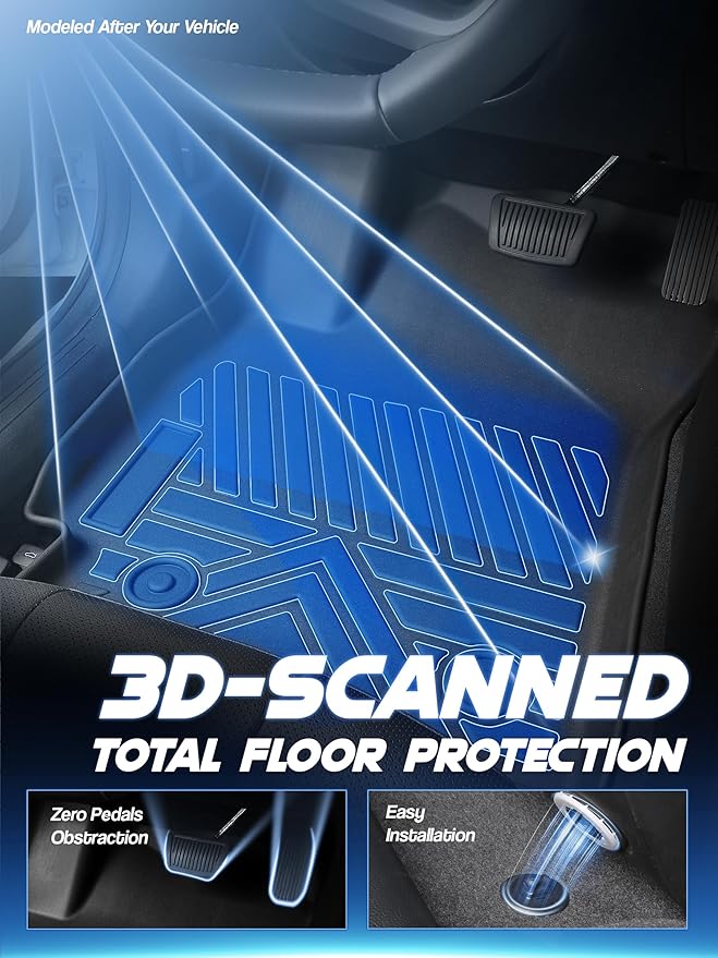 Car Floor Mats for Hyundai Elantra 2021-2025 (Not for Hybrid) & Elantra N 2022-2025 Accessories,TPE All Weather Protection Floor Mats,Custom Fit 1st&2nd Row Car Floor Liners Set,Black