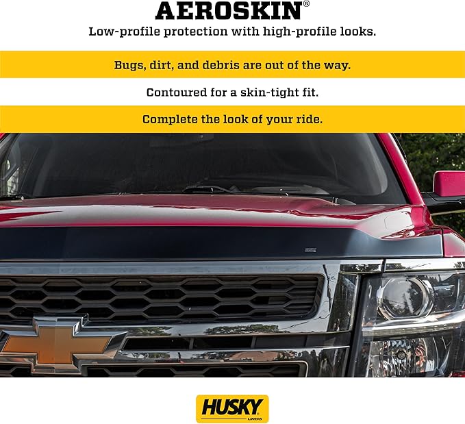 Husky Liners Aeroskin Hood Protector | Fits 2020-2022 Ford Escape | Low Profile Deflector/Bug Shield - 1 pc., Smoke | 2842182