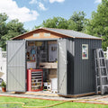 6x8FT Metal Shed & Outdoor Storage Shed with Floor Frame,Steel Tool Multi-Used Shed with Vents,Lockable Doors,Window,Compact Tool Shed for Backyard, Patio, Lawn and Garden Various Storage(Matte Gray)