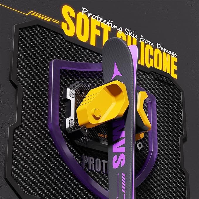 Ski & Snowboard Wall Rack for Garage - Fits Any Ski/board, Damage-Free Storage, Yellow, 6 Pack