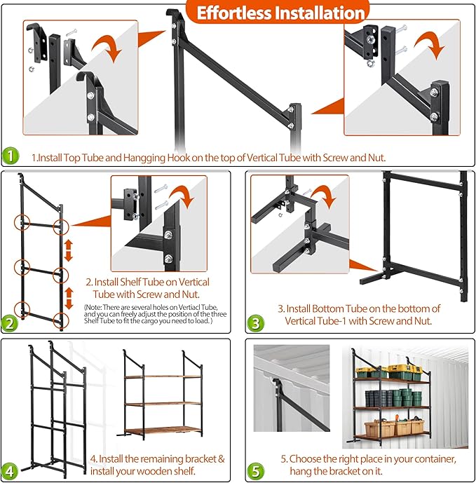 2 Pack Hanging Heavy duty Adjustable Shelf 56.5x22 Cargo Container Shelving units