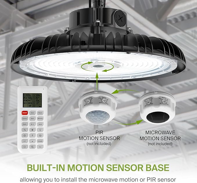 ASD LED High Bay UFO Light Fixture, Commercial Shop Lighting | Dimmable, IP69K Waterproof, DLC Premium, UL Listed | 240W 37000LM 5000K 100-277V | Warehouse, Garage, Workshop, Barn Lamp | Black