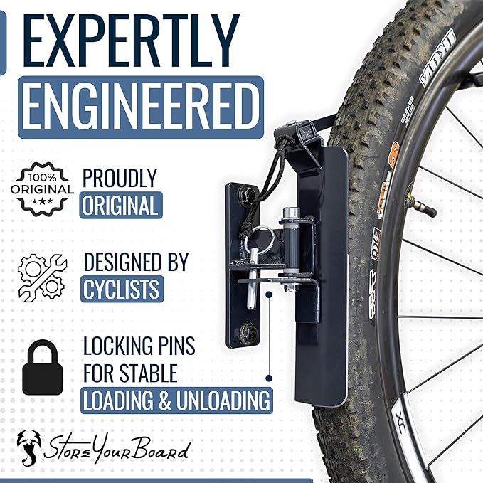 StoreYourBoard Bike Swivel Rack – Wall Mounted Garage Bike Storage, Vertical Hanger with 120° Swing Design & Stopper, Space-Saving Indoor Wall Mount – Fits Kids Bikes, BMX & More