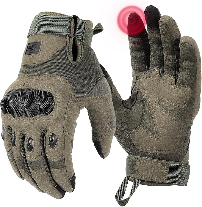 KEMIMOTO Tactical Gloves for Men, Touchscreen Motorcycle Gloves with Hard Shell & Palm Padding for Sports Motorcycle Cycling Tactical Airsoft Paintball Hunting Hiking Camping Climbing