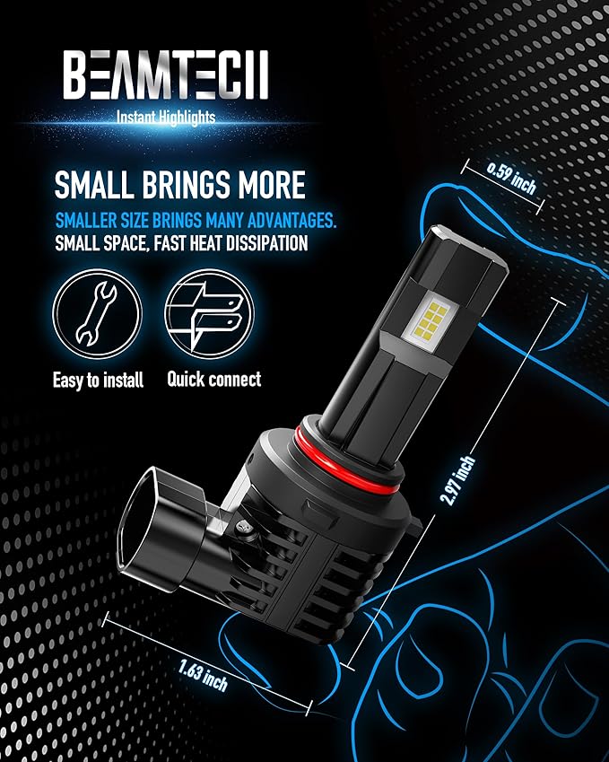 BEAMTECH 9005 Fog Light Bulb, HB3 Fog Bulb 6500K Fog Light or ATV UTV Off Road Pack of 2