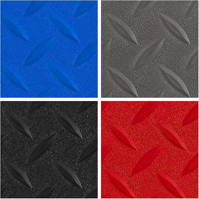 2.5mm Thickened 7.5Ft x 27Ft Garage Floor Mat Rubber Flooring Roll 202.5sqft Diamond Plate PVC Rubber Trailer Mat Non-Slip Floor Protector Mat for Garage Warehouse Basement Trailer - Black