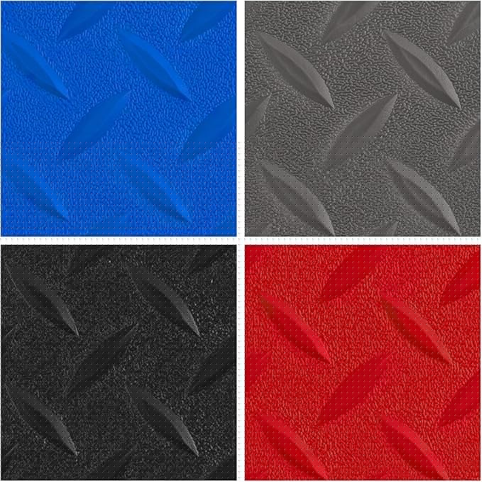 Boshen 7.5Ft x 17Ft Garage Floor Mat 2.5mm Thickened Rubber Flooring Roll 127.5sqft Diamond Plate PVC Rubber Trailer Mat Non-Slip Floor Protector Mat for Garage Warehouse Basement Trailer - Grey