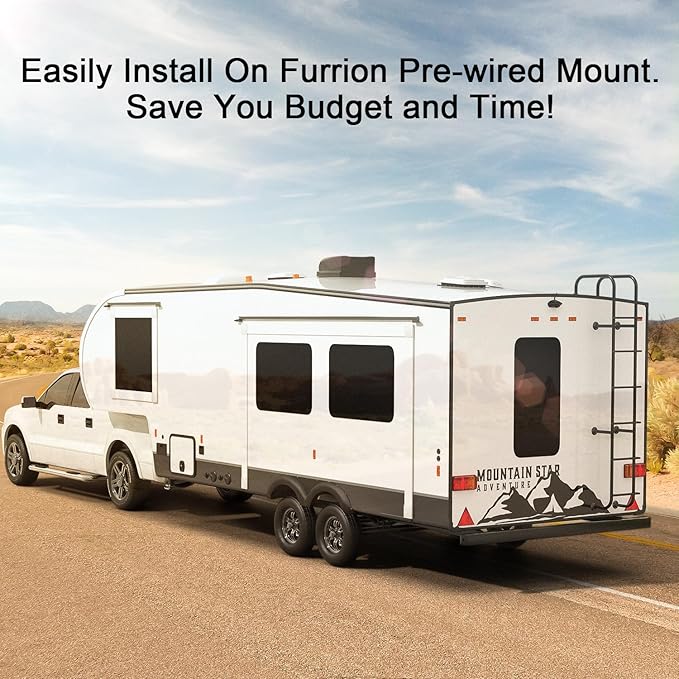 Fookoo HD 1080P 7" Wireless RV Backup Camera System for Furrion Pre-Wired RV Truck Camper, 7" IPS DVR Monitor & Rear View Camera, IR Night Vision IP69 Waterproof DIY Parking Lines - DW7Y5