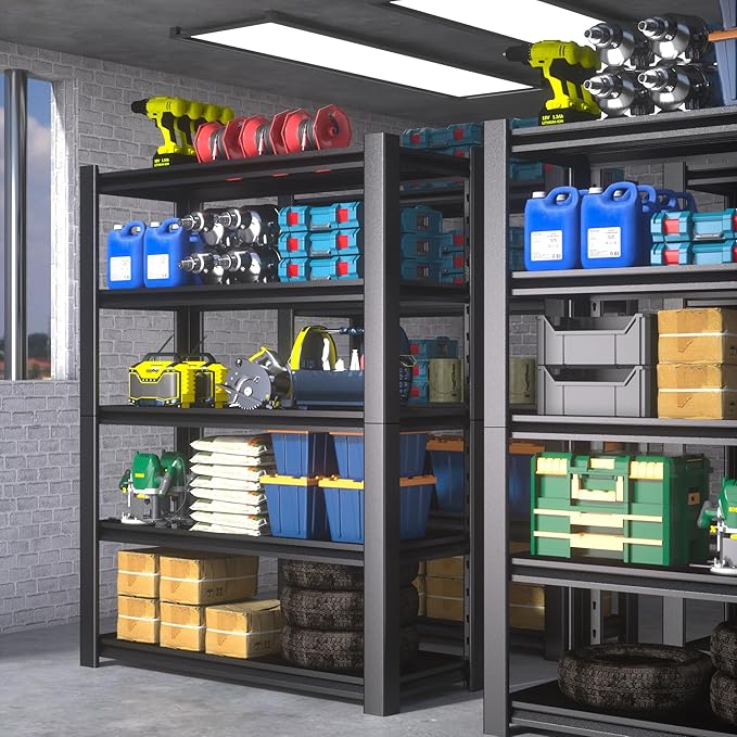 72" H x 48" W x 20" D 5-Tier Heavy Duty Garage Shelving Unit, 3000 LBS Capacity Metal Storage Rack,Adjustable Steel Shelves for Garage, Warehouse, Basement, Pantry, Workshop.1 Pack