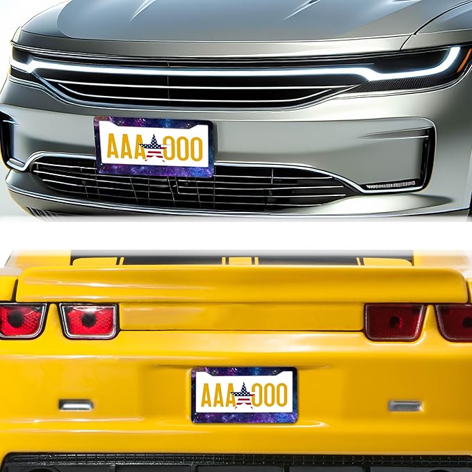 License Plate Frames for Men Multicolor License Plate Cover for Women Galaxy Aluminum Metal Car Accessory 2 Pack with Screw Covers Set