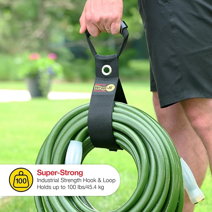 Easy-Carry Wrap-It Storage Straps - 28” (2-Pack) Black with Grommet - Cord Wrap and Hose Organizer for Your RV Tool Kit