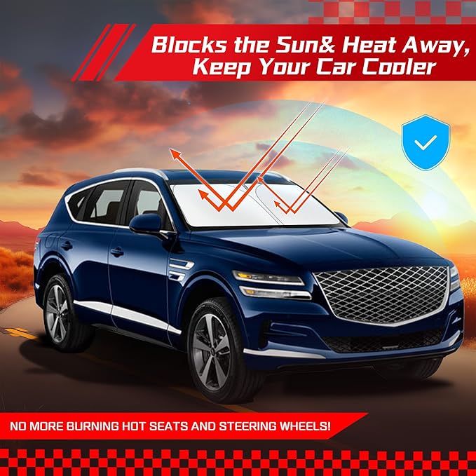 ARISMOTOR Windshield Sun Shade for Genesis GV80 2021-2025, Custom Fit Foldable Front Window Sunshade Sun Visor Protector, Block UV Rays Keep Your Car Cooler