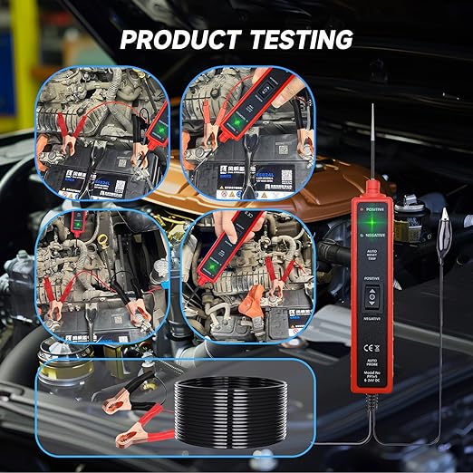Automotive Car Circuit Tester 12V 24V DC Power Probe Tester with Overload Protection 12V Short Circuit Finder with Test Light for Continuity Testing Grounding Checking