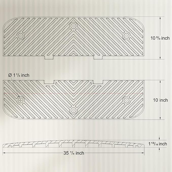 Heavy-Duty Rubber Speed Humps, 35" Width & Interlock Extension Length, Road Humps Bumps for Saftey Combinable, Garage Humps for Asphalt Concrete Gravel Driveway (Left and Right Ends)
