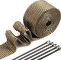 Exhaust Heat Wrap, Tooomplus 2'' x 16' Fiberglass Heat Shield Tape, Heat Wrap for Exhaust Pipes with 10pcs Stainless Steel Ties for Motorcycle Car Truck