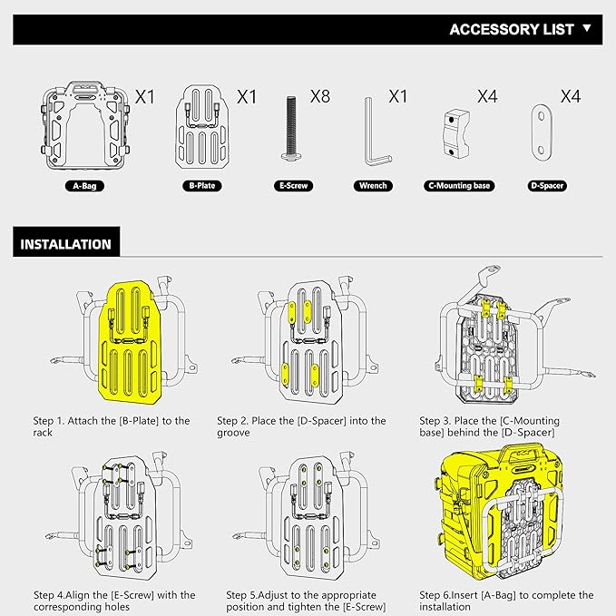 Rhinowalk Motorcycle Saddlebag 35L Waterproof, Quick Release Motorbike Side Bag, Universal Fit Motorcycle Side Bag (1-Piece)