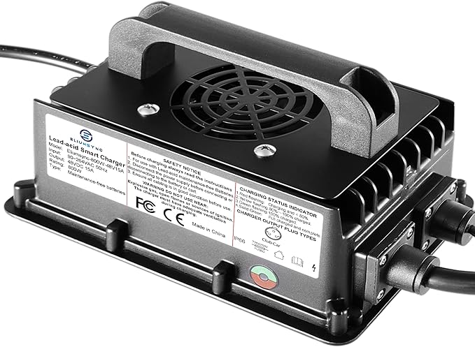 800W Lead Acid Battery Charger 48 Volt 15 AMP 3-Pin Original Gray One-Piece Plug Club Car DS&Precedent Golf Carts