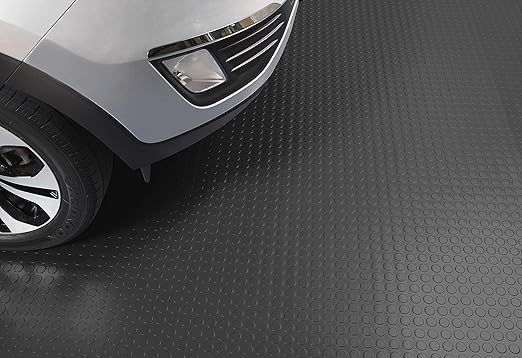 G-Floor Large Coin Pattern Vinyl Garage Floor Protector Mat (8'6" x 24', Slate Grey), Extremely Durable, Waterproof Parking Pad and Flooring