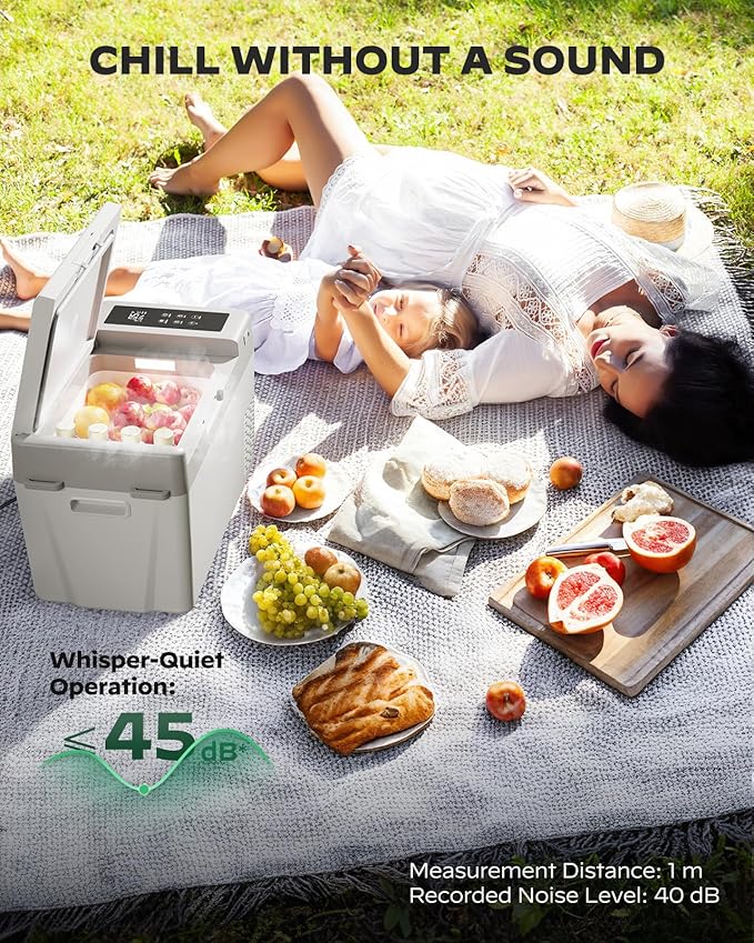 Marsail 12V Car Fridge 25QT Portable Freezer -4°F to 68°F, Compressor Cooler for Camping Travel Truck RV Home, Efficient Cooling & ECO Mode, White