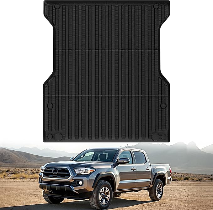OEDRO Truck Bed Mat Fit for 2024 2025 Toyota Tacoma 5FT, TPE All Weather 2024 Tacoma 5FT Heavy Duty Pickup Bed Liner Accessories, Black