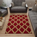 Ottomanson 5' x 6'6" Rugs for Living Room Trellis Area Rug for Bedroom - Non Slip Durable Large Floor Carpet for High Traffic Areas - Indoor Rug for Dining Room Kitchen Kids Playroom, Red