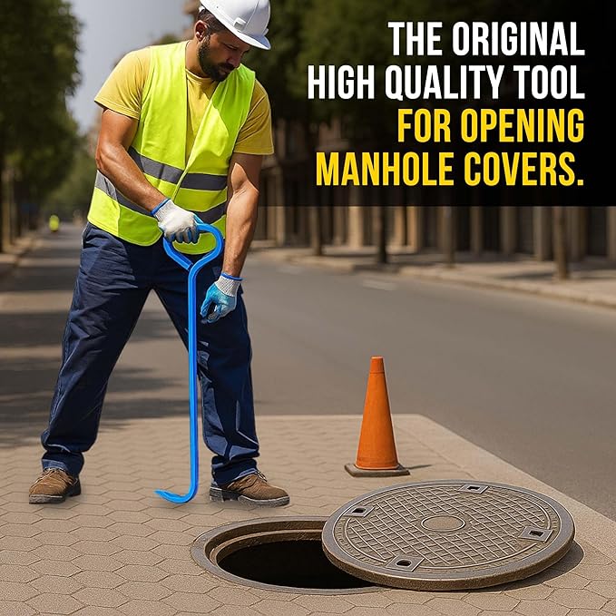 T&T Tools 30-Inch Manhole Hook Tool - Heavy Duty Single Hook for Lifting Manhole Covers, Storm Drains, Septic Tank Risers - Rigid Hex Alloy Steel Tool for Lifting, Pulling, and Removing Covers-4 Pack