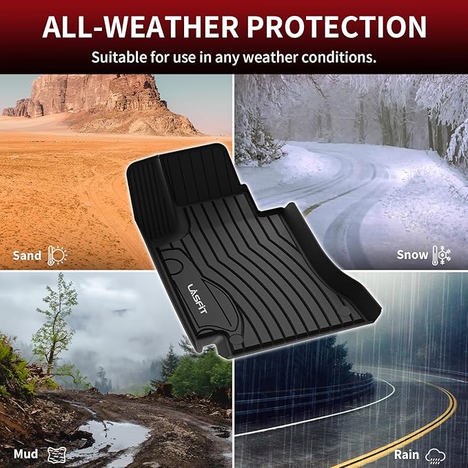 LASFIT Floor Mats for Mercedes Benz C Class 2021 2020 2015-2019 C300 / C350 / C400 / C350e / C43 AMG / C63 AMG / C63 AMG S (Fit Sedan Only), All Weather TPE Floor Liners for C Class 1st & 2nd row Mats