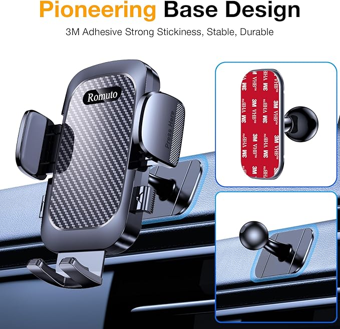 Phone Holders for Your Car【2025 Upgraded 3 Base in 1】Car Phone Holder Mount Dash【360°】Suction Cup Phone Mount for Truck Cell Phone Holder Automobile Accessory Kits for Car fits iPhone Samsung