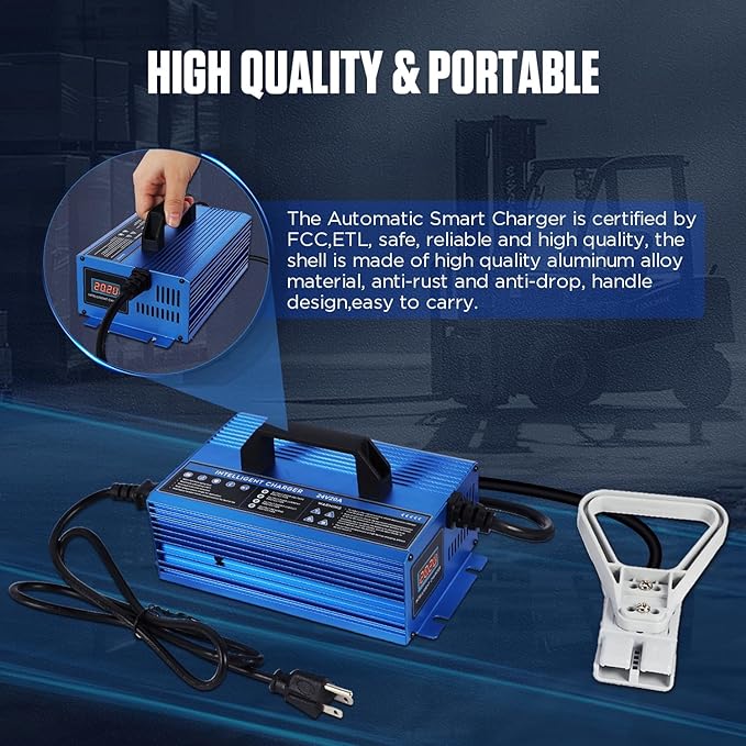 Forklift Battery Charger 24V 30A Automatic Smart Charger, Automotive Battery Charger Fully-Automatic Smart Charger for Forklift Club Car Golf Cart (24V20A)