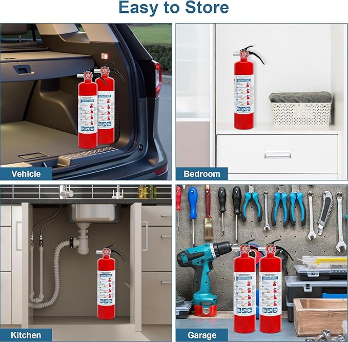 6 Pack Dry Chemical 2.5 lb ABC Fire Extinguishers, Home, Car, Boat Use, 1A:10B:C Rating, Quick Release Handle, Easy to store and Carry Dry Powder Extinguisher