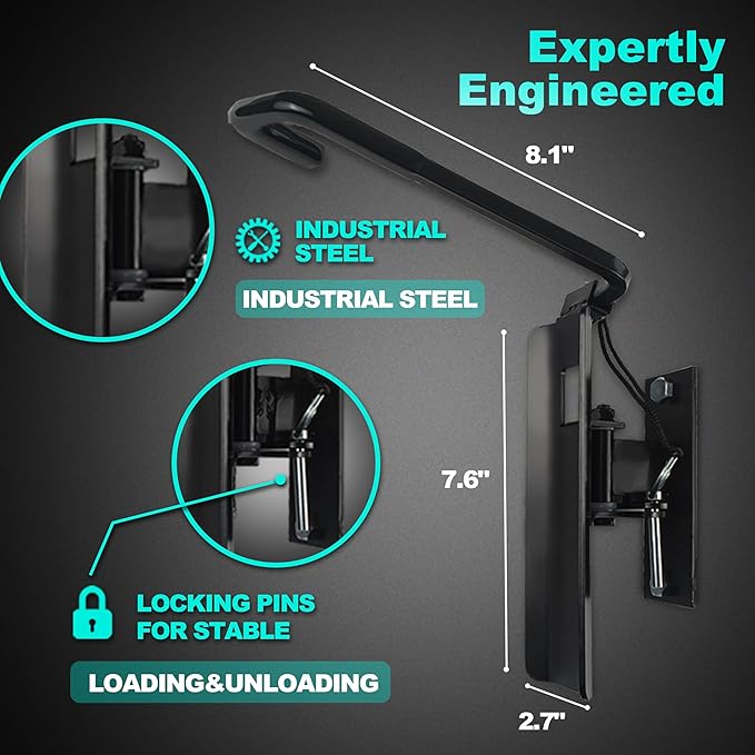 Swivel Bike Wall Mount- 4 Pack Garage Wall Mount Hangers, Space-Saving Swivel Design for Bikes, load capacity up to 66 lbs for garage or indoor storage and organization