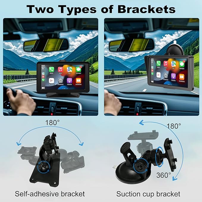 Apple Carplay Screen for Car, 7" HD Portable Wireless Touch Screen for Apple Carplay & Android Auto, with 1080P Backup Camera, Car Play Tablet, GPS Navigation/Mirror Link/Bluetooth/FM/Voice Control