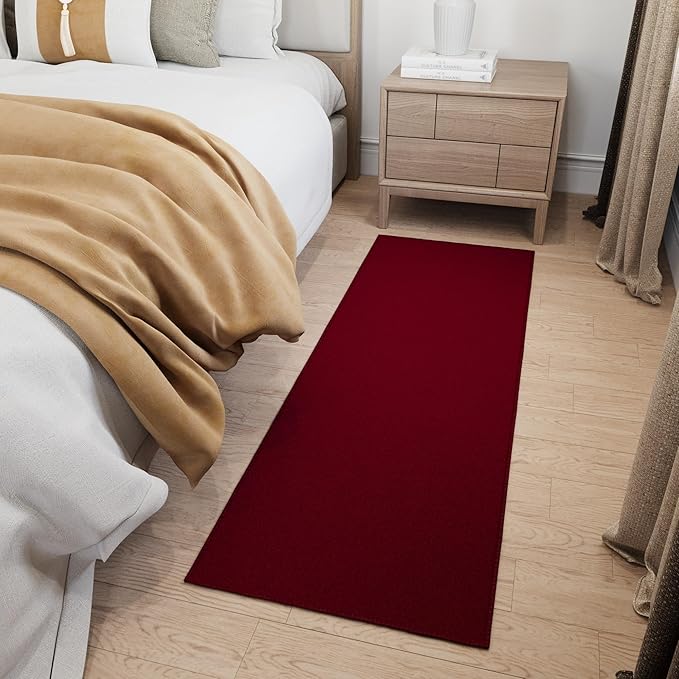 Ottomanson Hallway Runner Rug 20" x 59" Non Slip Solid Area Rugs Easy to Clean Laundry Rug Runner Durable & Pet Friendly Floor Carpet Runners for Hallways Entryway Living Room Kitchen, Red