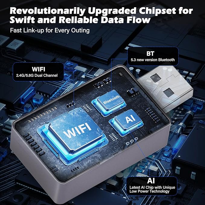 Wireless CarPlay Adapter for iPhone – Upgraded Version, Converts Wired CarPlay to Wireless, USB-C Port, Works with iOS 10+