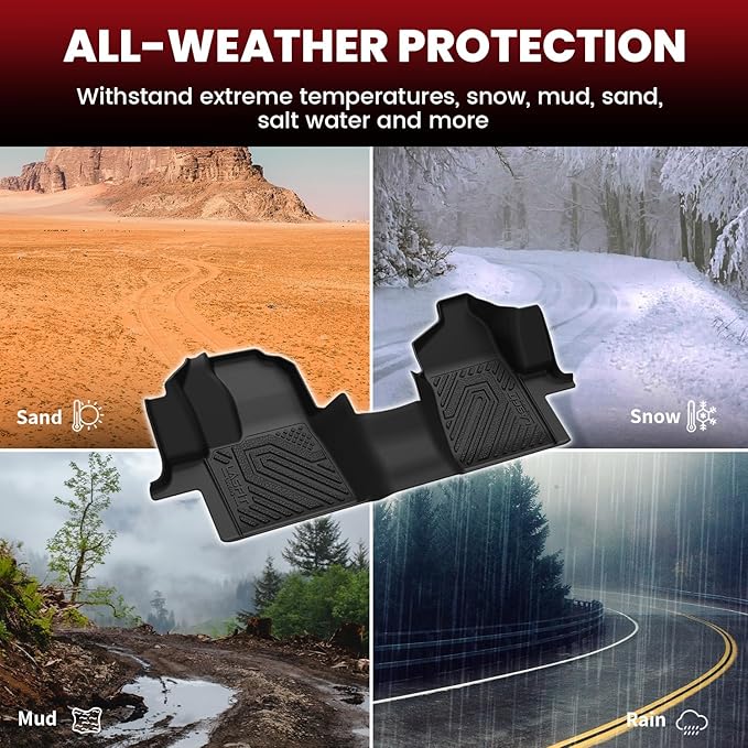 LASFIT Front Floor Mat for 2015-2021 Ford Transit 150/250/350/350HD with Vinyl Floor(Not Fit for Transit Connect) All Weather Protector TPE Car Floor Liner for Transit Vans, 1st Row Only, Black