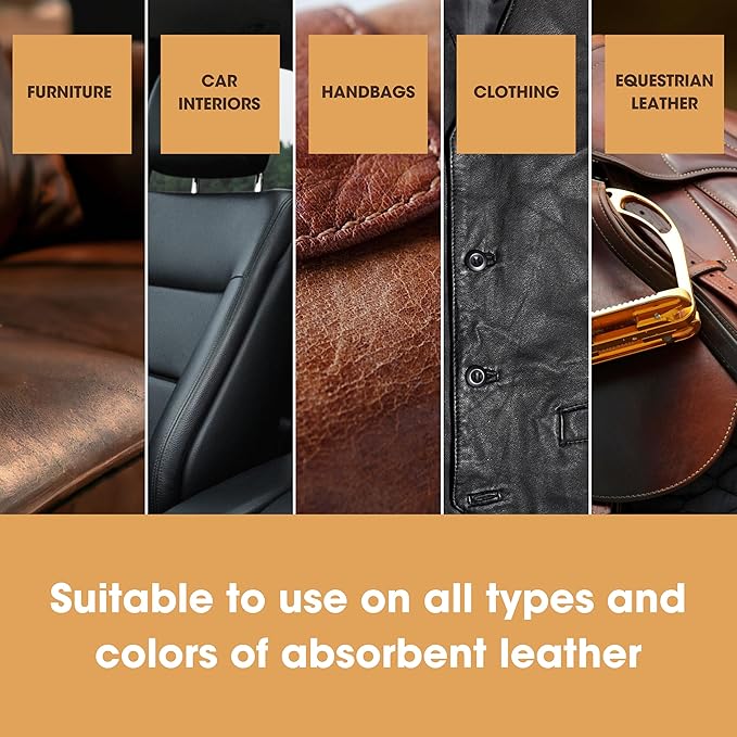 Furniture Clinic Leather Easy Restoration Kit | with Leather Recoloring Balm, Cleaner, Sponge, and Cloth | Leather Repair Kit for Scratched and Faded Furniture (White)