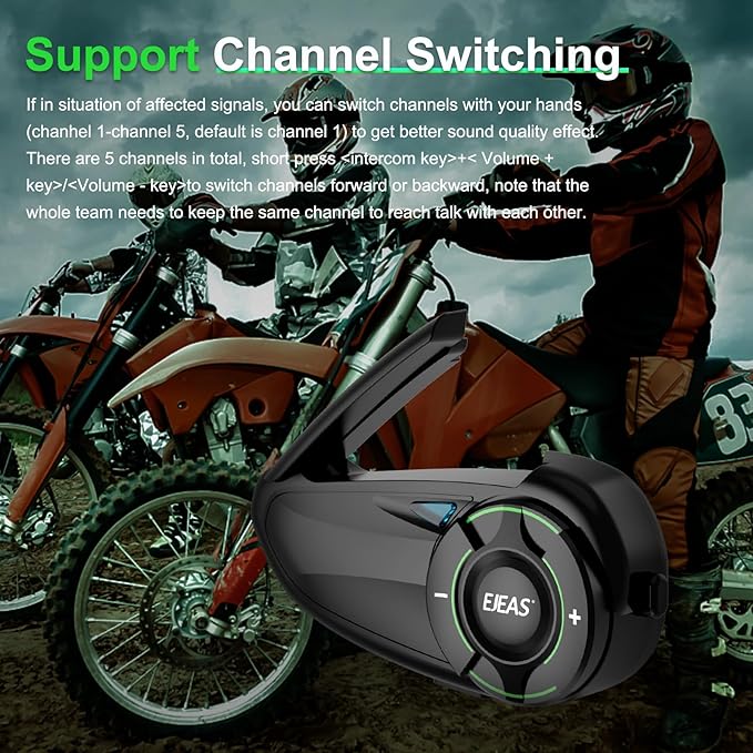 SolaMr Q8 Motorcycle Helmet Bluetooth Intercom Headset, 230hours Standby, 6 Riders Mesh Communication Systems with Audio Multitasking, Music Sharing, Noise Cancellation, FM Radio -2 Pack