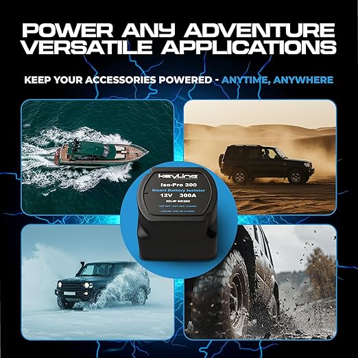 Dual Battery Isolator Heavy Duty 300 AMP 1000 AMP Peak Voltage Sensitive Relay VSR for 12 Volt Systems - Works with All Batteries Types Including Lithium and LiFePO4