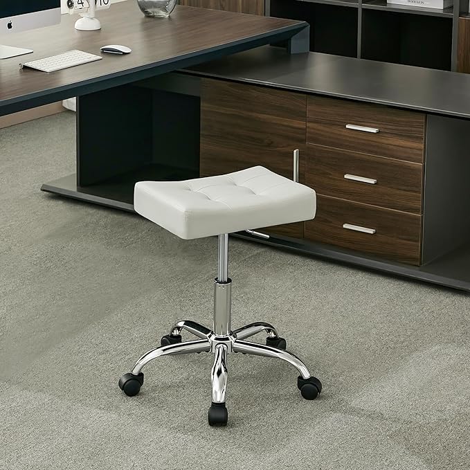Adjustable Drafting Stools 17-21 inch (Saddle Shaped Seat) (300lbs Capacity) Office Stool with Wheels (Gray)