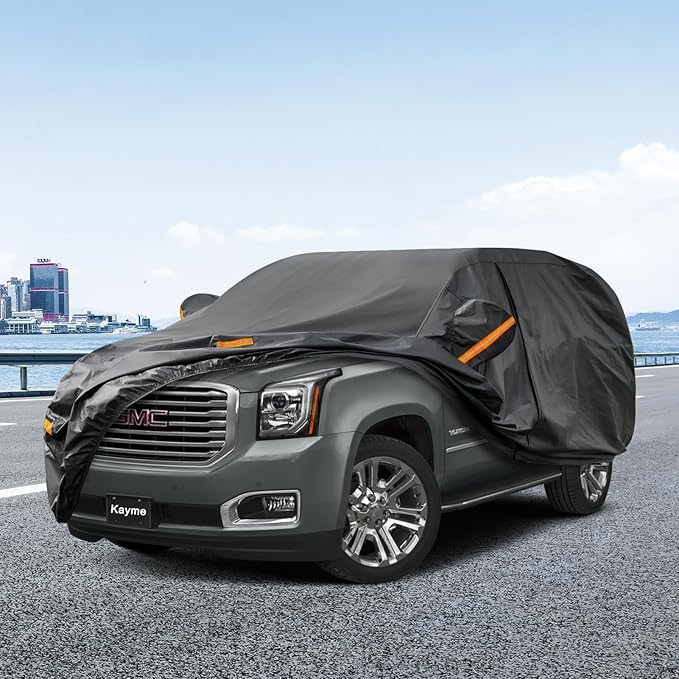 Kayme 7 Layers SUV Car Cover Custom Fit for GMC Yukon (1995-2025) Waterproof All Weather for Automobiles, Outdoor Full Cover Rain Sun UV Protection.
