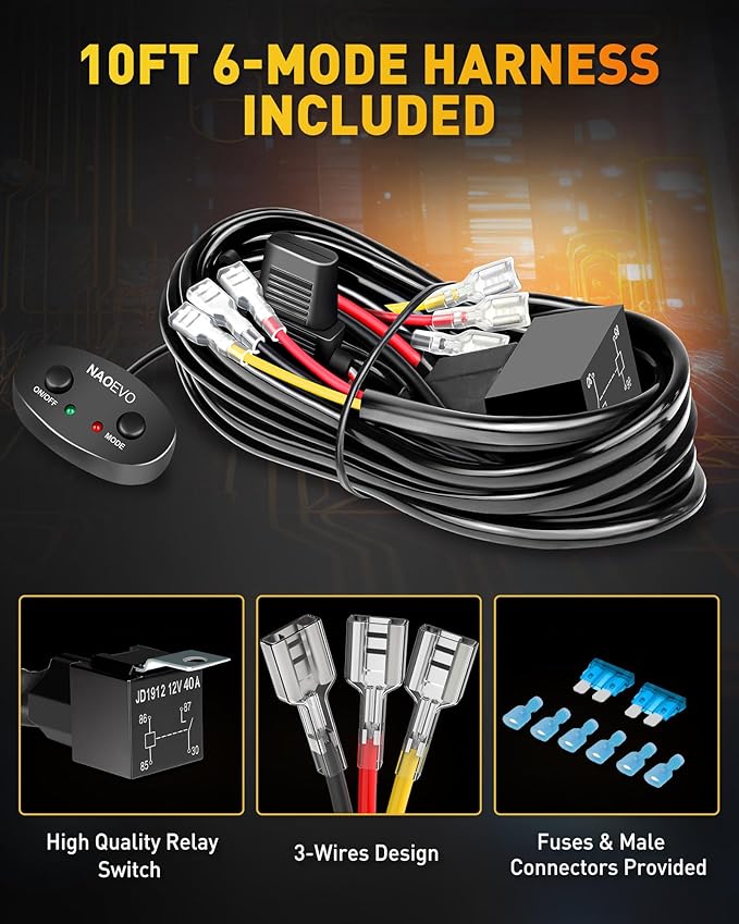 NAOEVO 4 Inch LED Pod Lights, White Amber LED Fog/Driving/Offroad Lights Strobe/Memory Mode and 2 Leads Wiring Harness, Cube Pods for Truck Boat ATV UTV, 2 Pcs (6 Modes)
