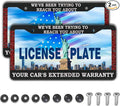 License Plate Frames Black and White License Plate Cover Car’s Extended Warranty Humorous Text Aluminum Metal Car Accessory 2 Pack with Screw Covers Set