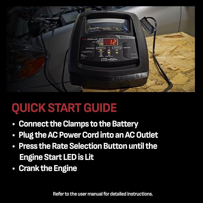 Schumacher Electric 6A Battery Charger and 85A Engine Starter, 6-in-1 Solution for 6V/12V Batteries, Maintainer, 30 Amp Boost, SC1307, for Power Sport, Car, Truck, and Marine Batteries