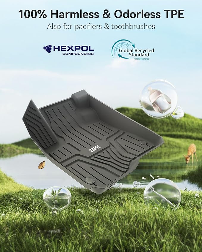 3W Floor Mats & Cargo Liner Fit for Honda CR-V 2023 2024 2025 2026 (Include Hybrid), All Weather TPE Custom Fit Honda CRV Floor Liner 1st, 2nd Row and Trunk (Upper Positon) Full Set Car Mats Black