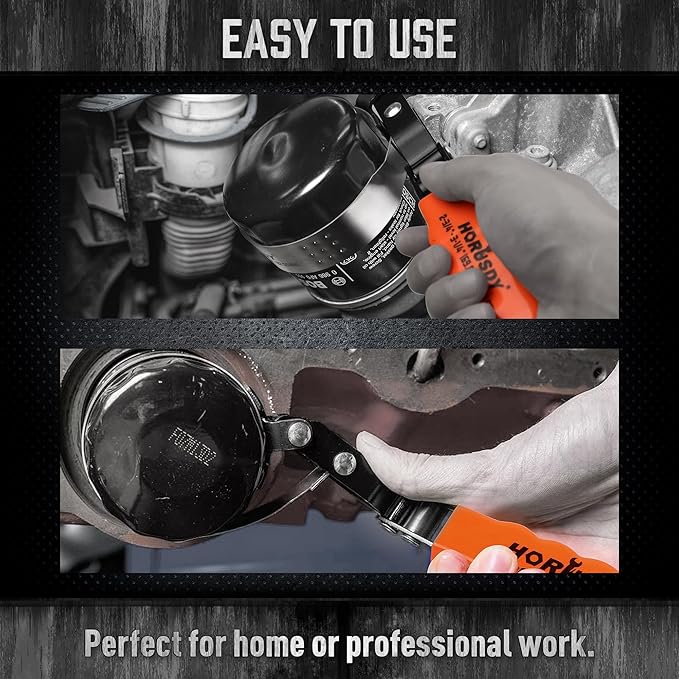 HORUSDY Small Swivel Oil Filter Wrench, 2-3/4" to 3-1/4" Ajustable Car Oil Filter Removal Tool, Durable & Easy Operation