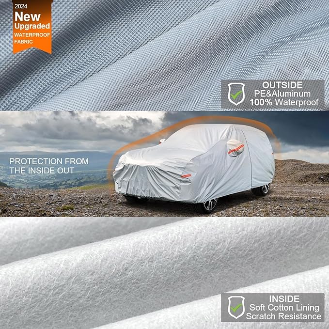 Kayme 6 Layers Station Wagon Car Cover Waterproof All Weather, Outdoor Full Cover with Zipper Door, Universal Fit for Volvo V60, BMW 3 Series Touring, Audi A4 Avant Allroad (178-190 inch).