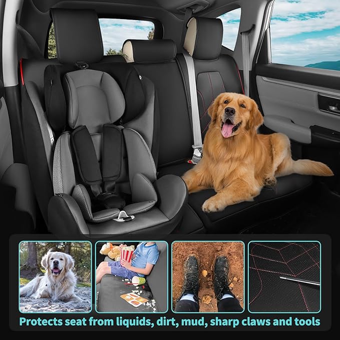 for Honda CRV Seat Covers Custom Fit 2017-2022 EXL EX LX Sport,Touring,Hybrid - Luxury Waterproof Leather Car Seat Covers Full Set - BlackRed