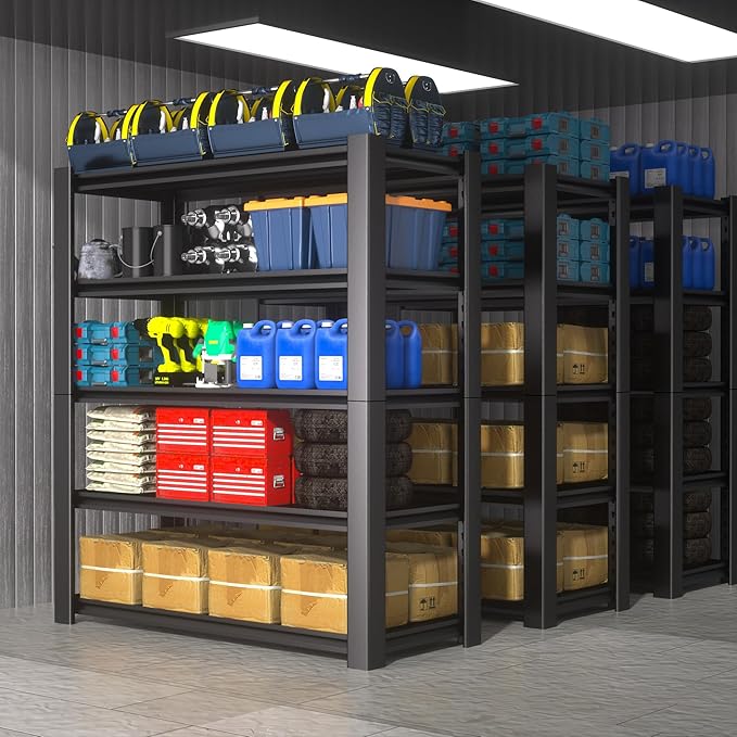 76" H x 60" W x 24" D 5-Tier Heavy Duty Garage Shelving Unit, 3000 LBS Capacity Metal Storage Rack,Adjustable Steel Shelves for Garage, Warehouse, Basement, Pantry, Workshop.2 Pack