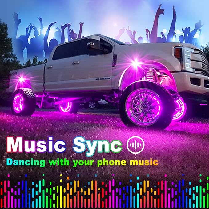 YiLaie RGB LED Rock Lights, with Phone App/Remote Control & Timing & Music Mode Rock Lights forTrucks, Waterproof Rock Light Kits for Jeep ATV RZR UTV SUV Off Road AUTO Motorcycle (10 Pods)