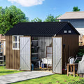 10X8FT Outdoor Steel Storage Shed with Lockable Doors, One Big Window,Ideal for Garden, Backyard, Patio Storage,Brown